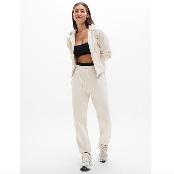 Large, XL - ATHLETA Forever Fleece Mid Rise Jogger Soft Loungewear Cream NWT - Picture 3 of 5